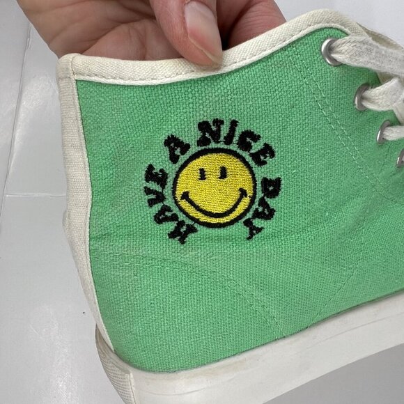 Sz 8.5- American Eagle x The Smiley Company‎ Canvas High Top Platform Sneakers - Picture 13 of 15